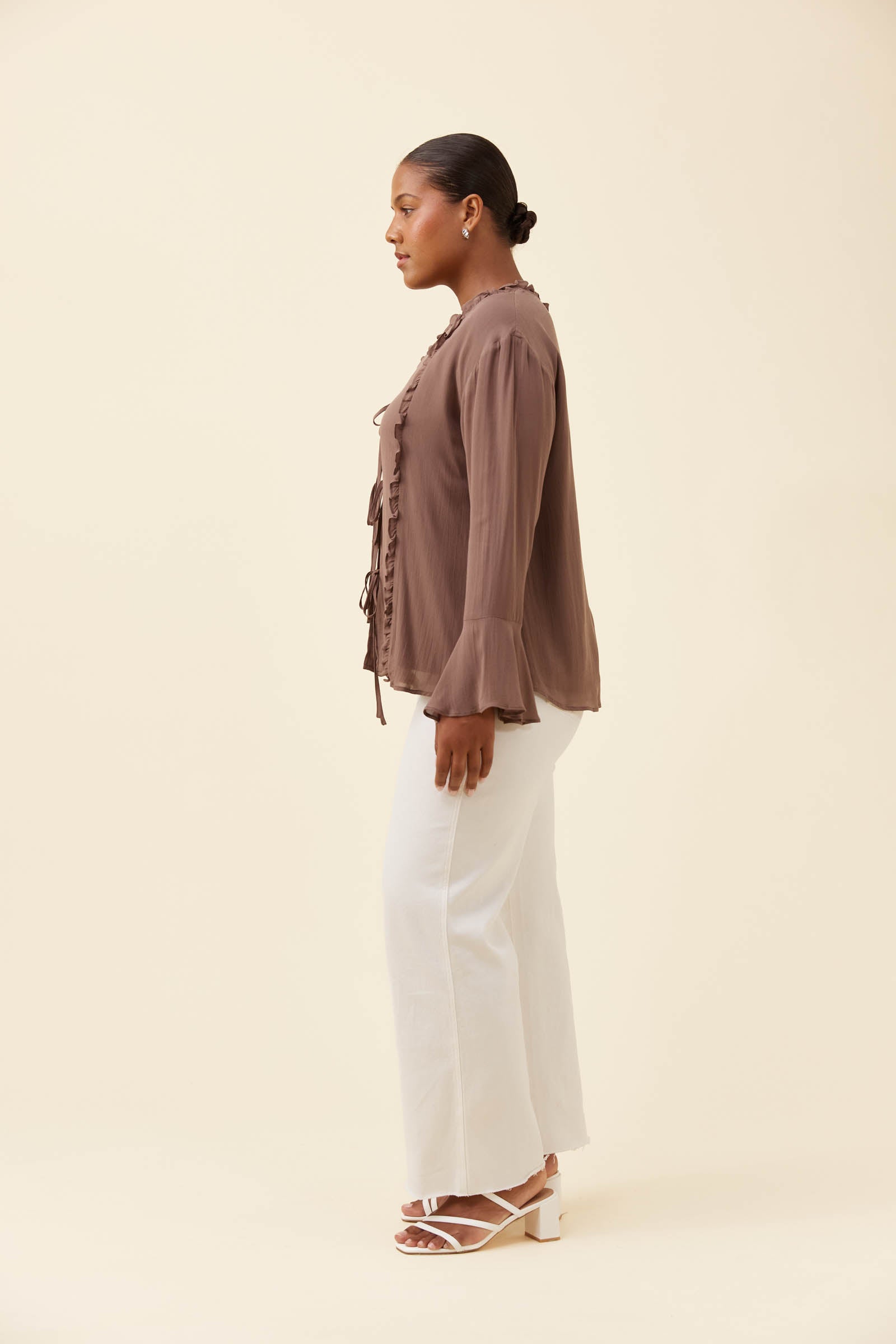 Frida Tie Top - Taupe