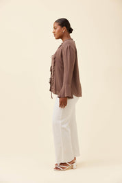 Frida Tie Top - Taupe