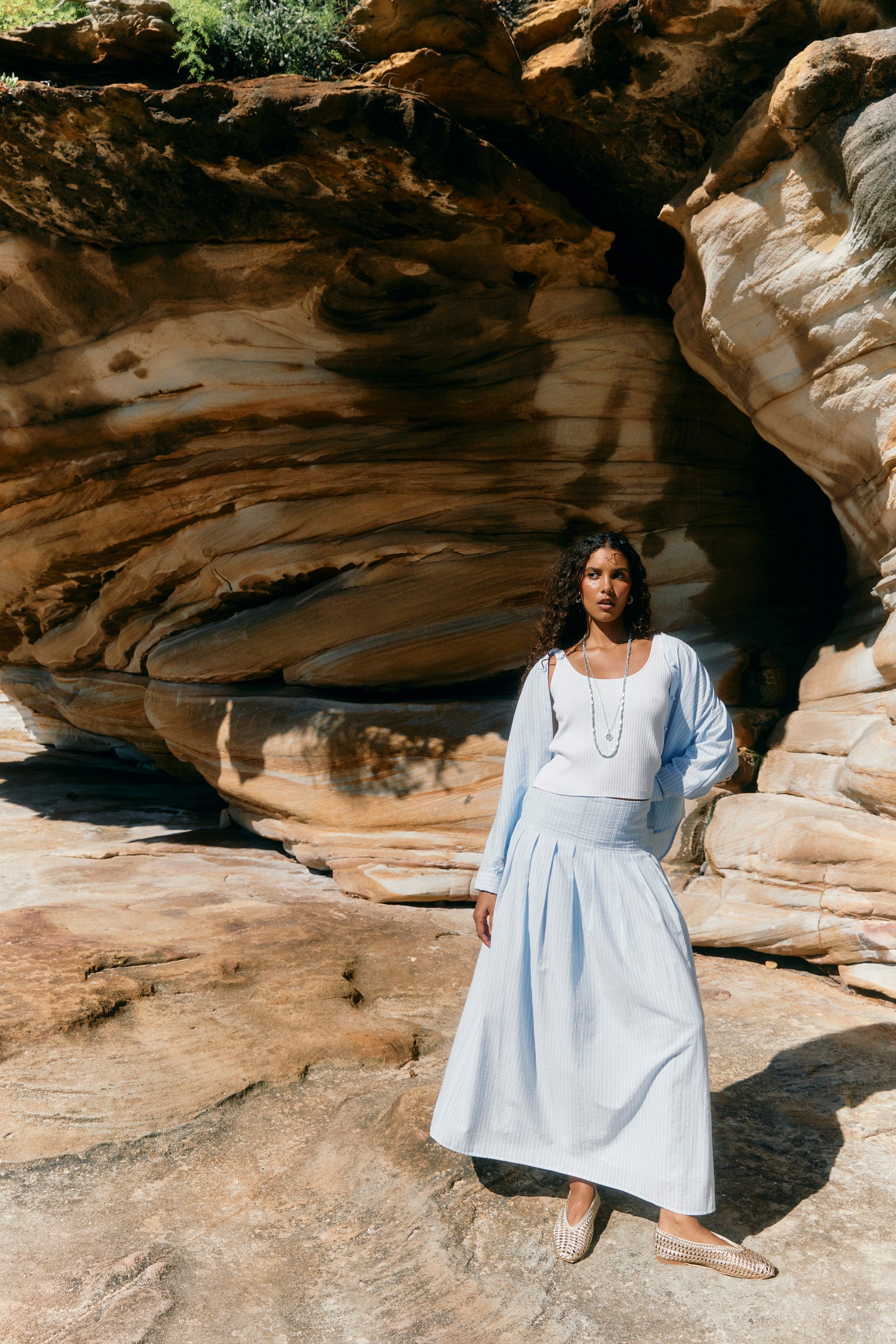 Lyndell Maxi Skirt - Light Blue