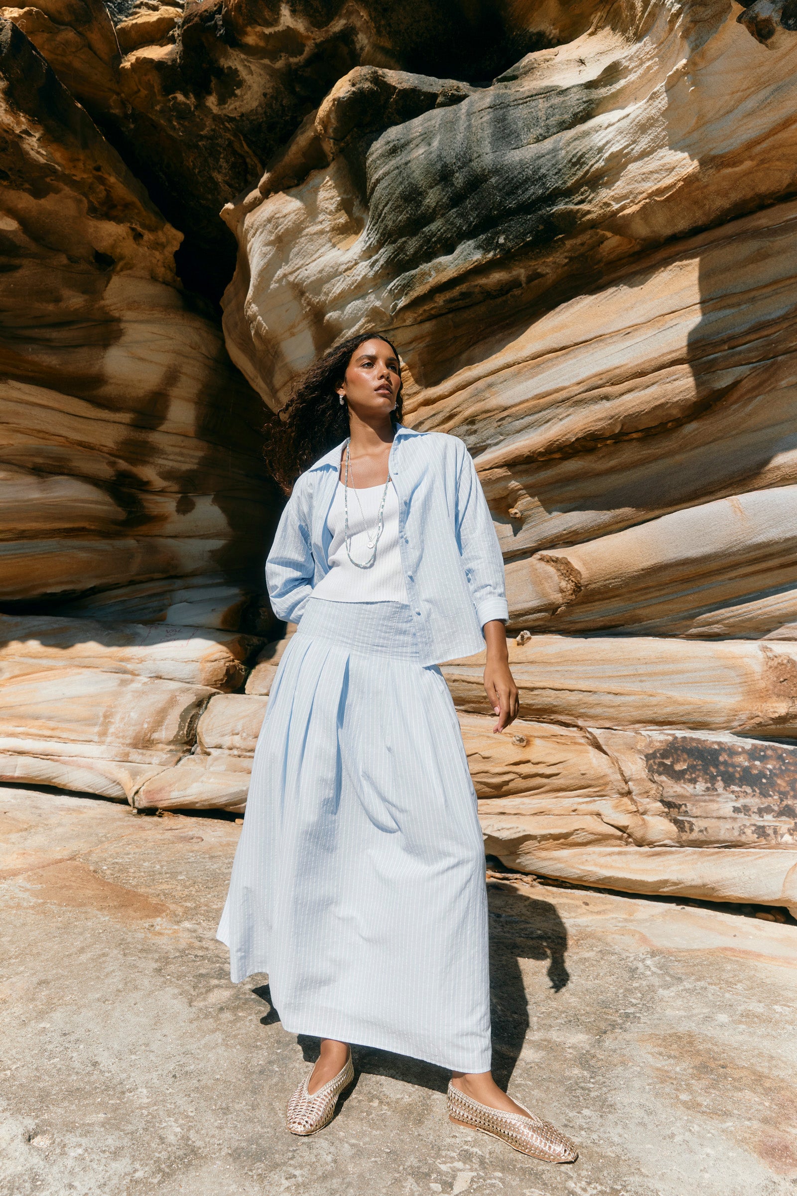 Lyndell Maxi Skirt - Light Blue
