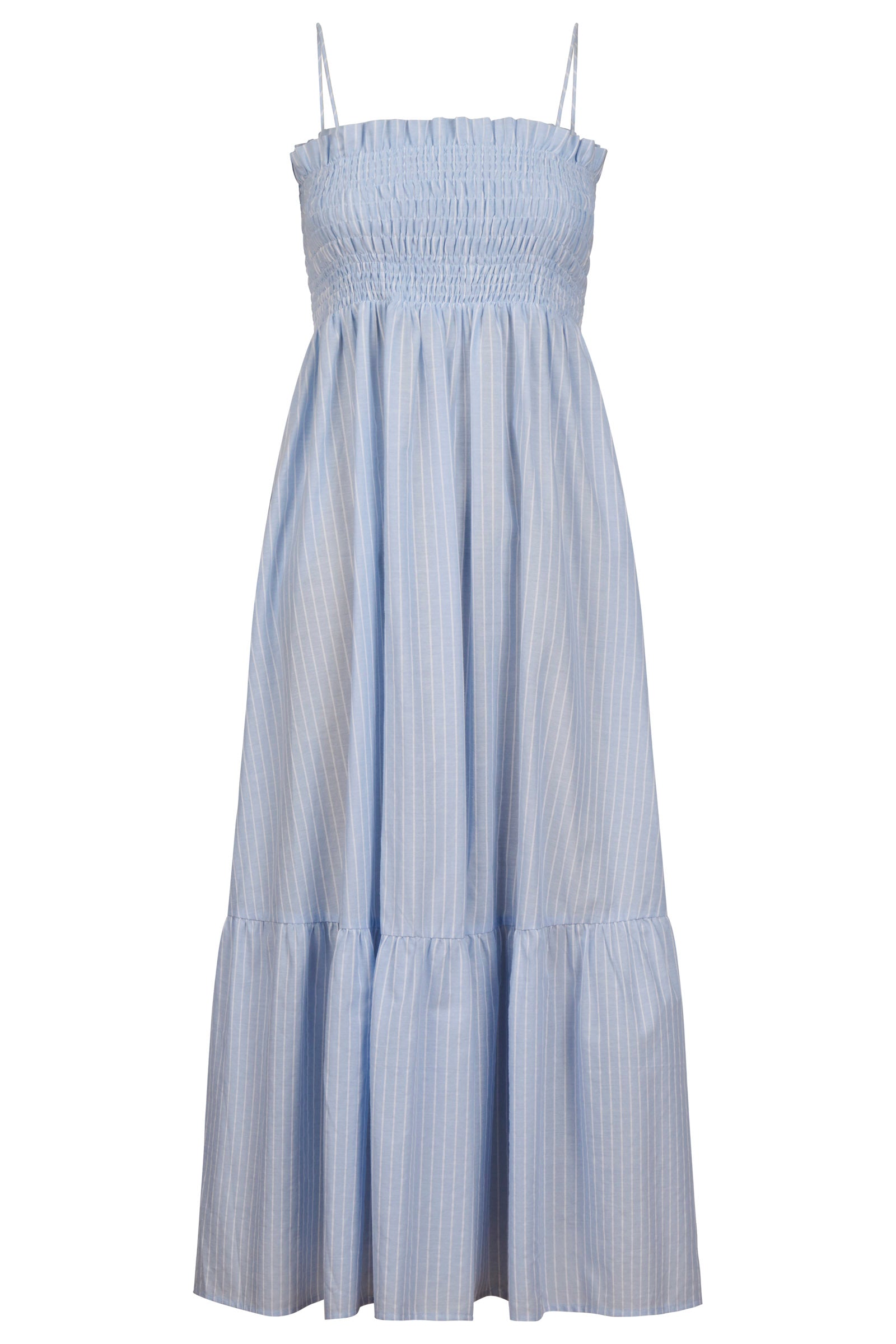 Lyndell Shirred Maxi Dress - Light Blue