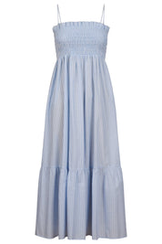 Lyndell Shirred Maxi Dress - Light Blue
