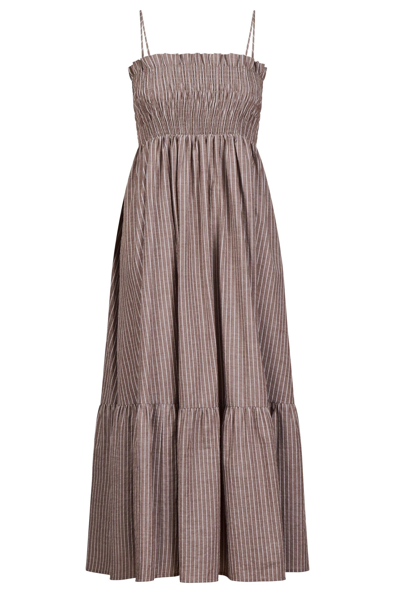 Lyndell Shirred Maxi Dress - Taupe
