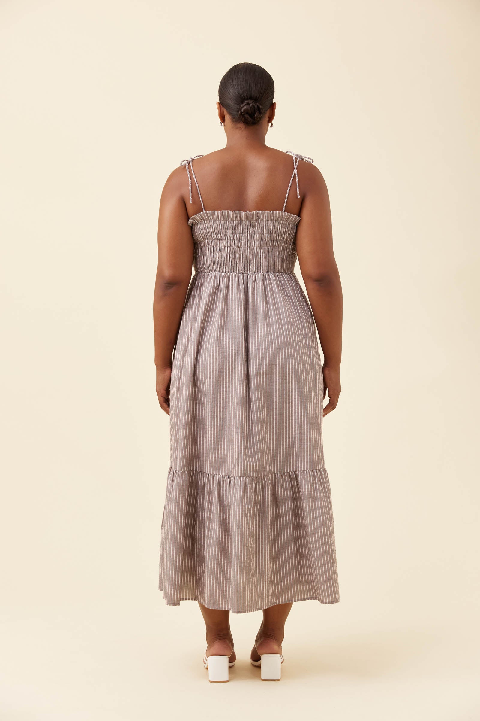 Lyndell Shirred Maxi Dress - Taupe