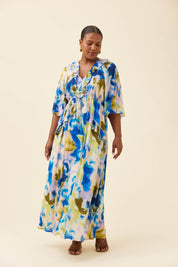 Frida Frill Maxi Dress - Watercolour