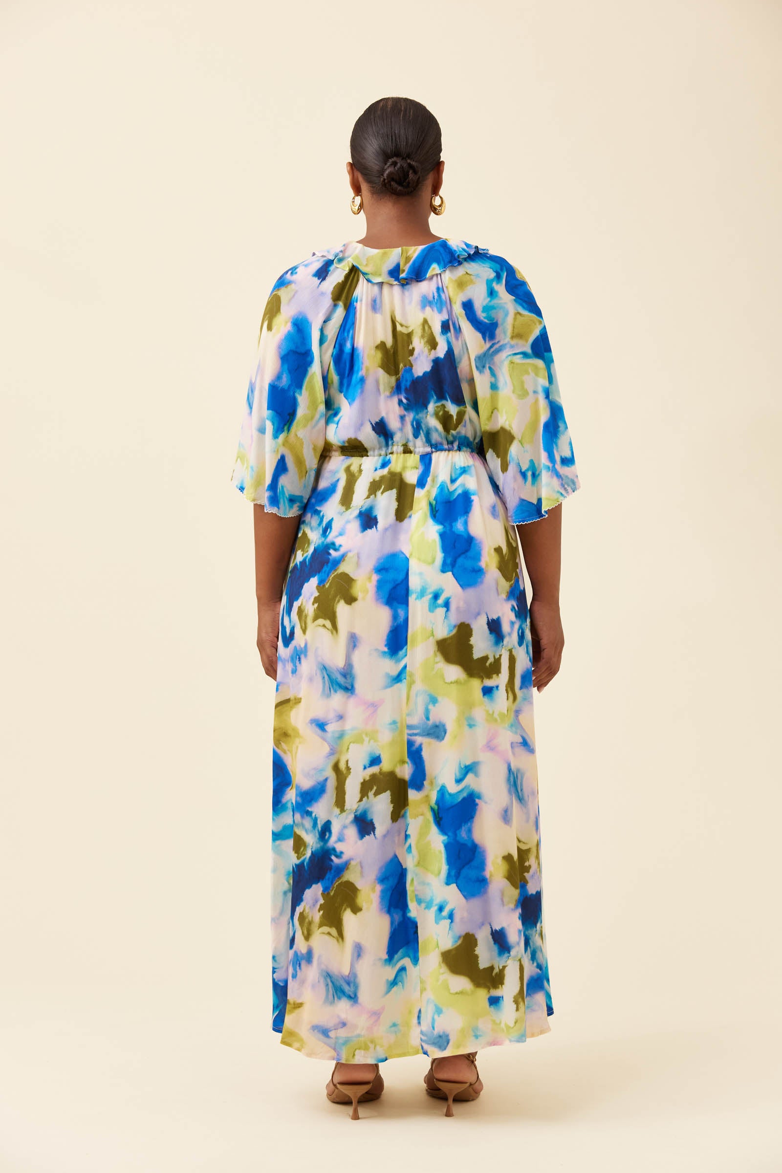Frida Frill Maxi Dress - Watercolour