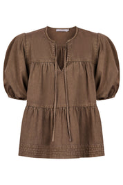 Preston Tie Top - Taupe
