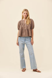 Preston Tie Top - Taupe