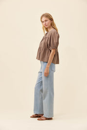 Preston Tie Top - Taupe