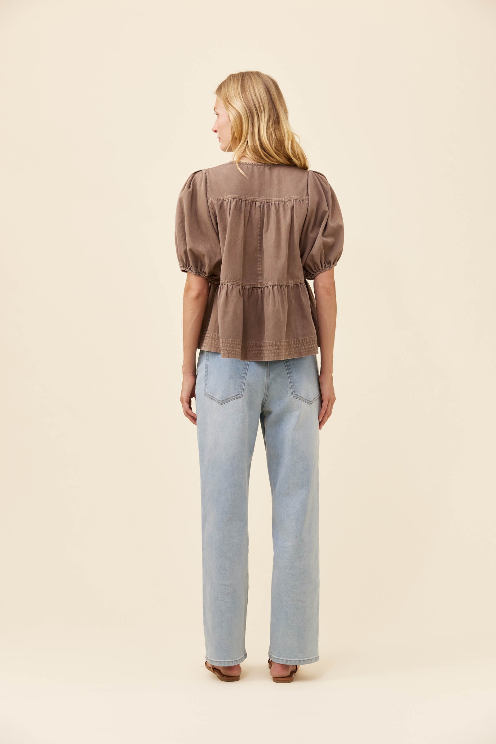 Preston Tie Top - Taupe