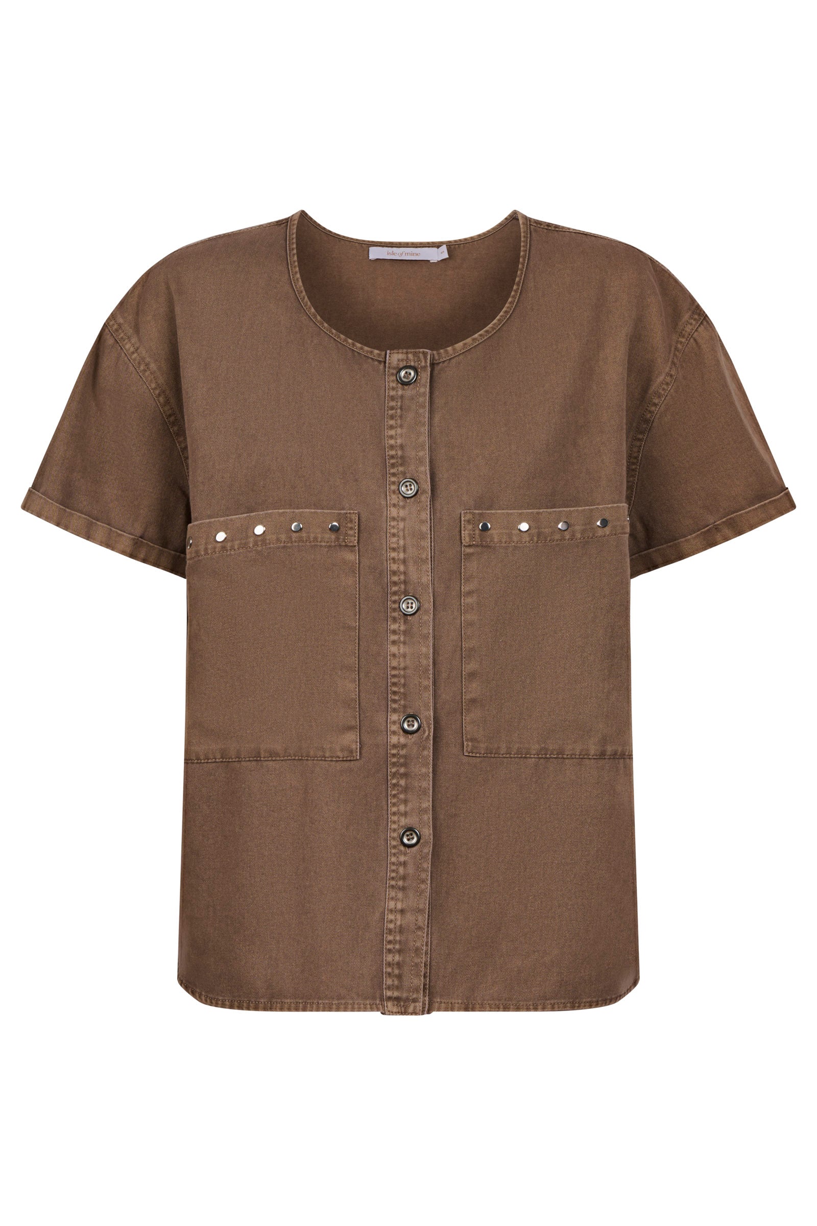 Preston Button Top - Taupe