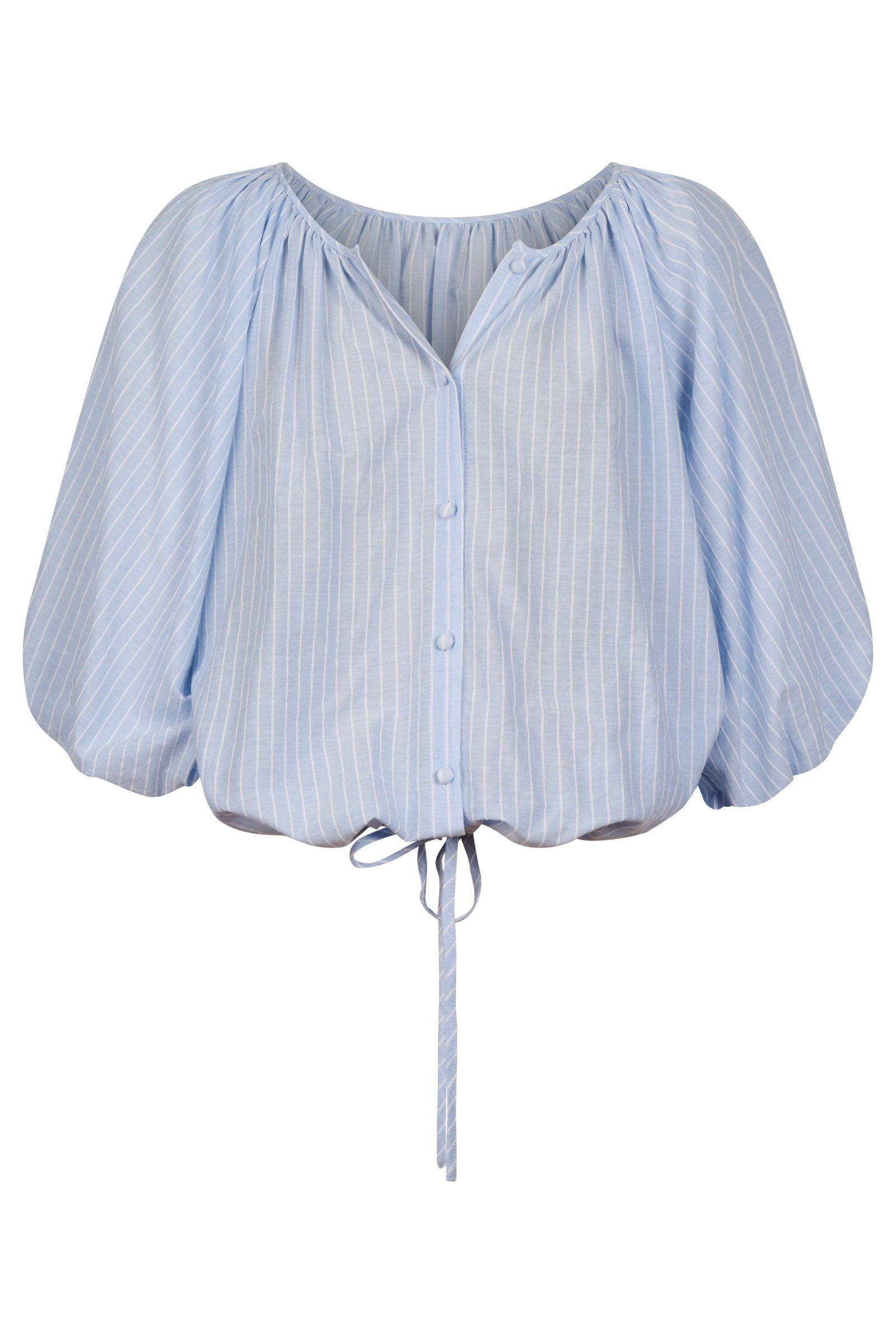 Lyndell Drawstring Top - Light Blue