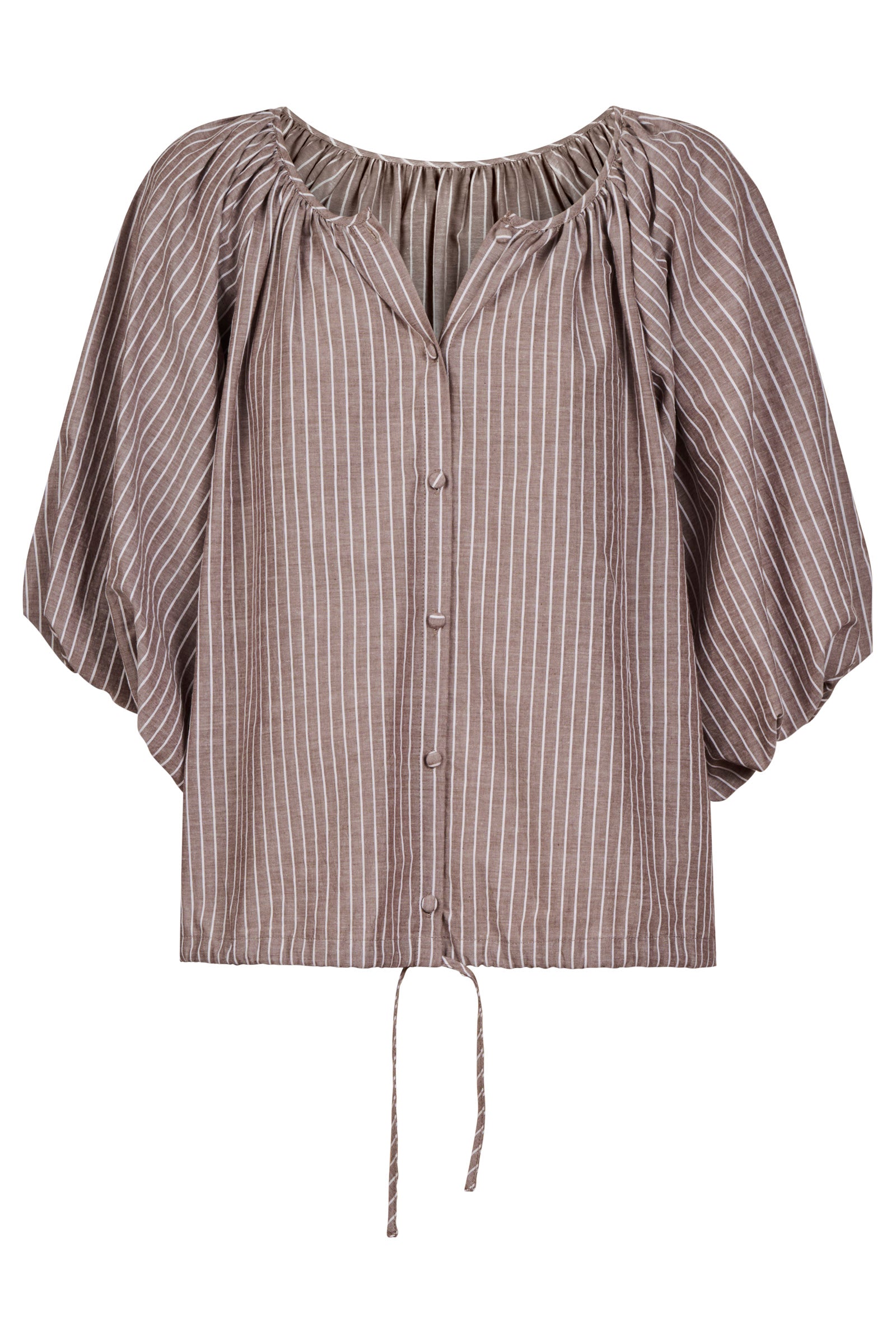 Lyndell Drawstring Top - Taupe