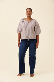 Lyndell Drawstring Top - Taupe