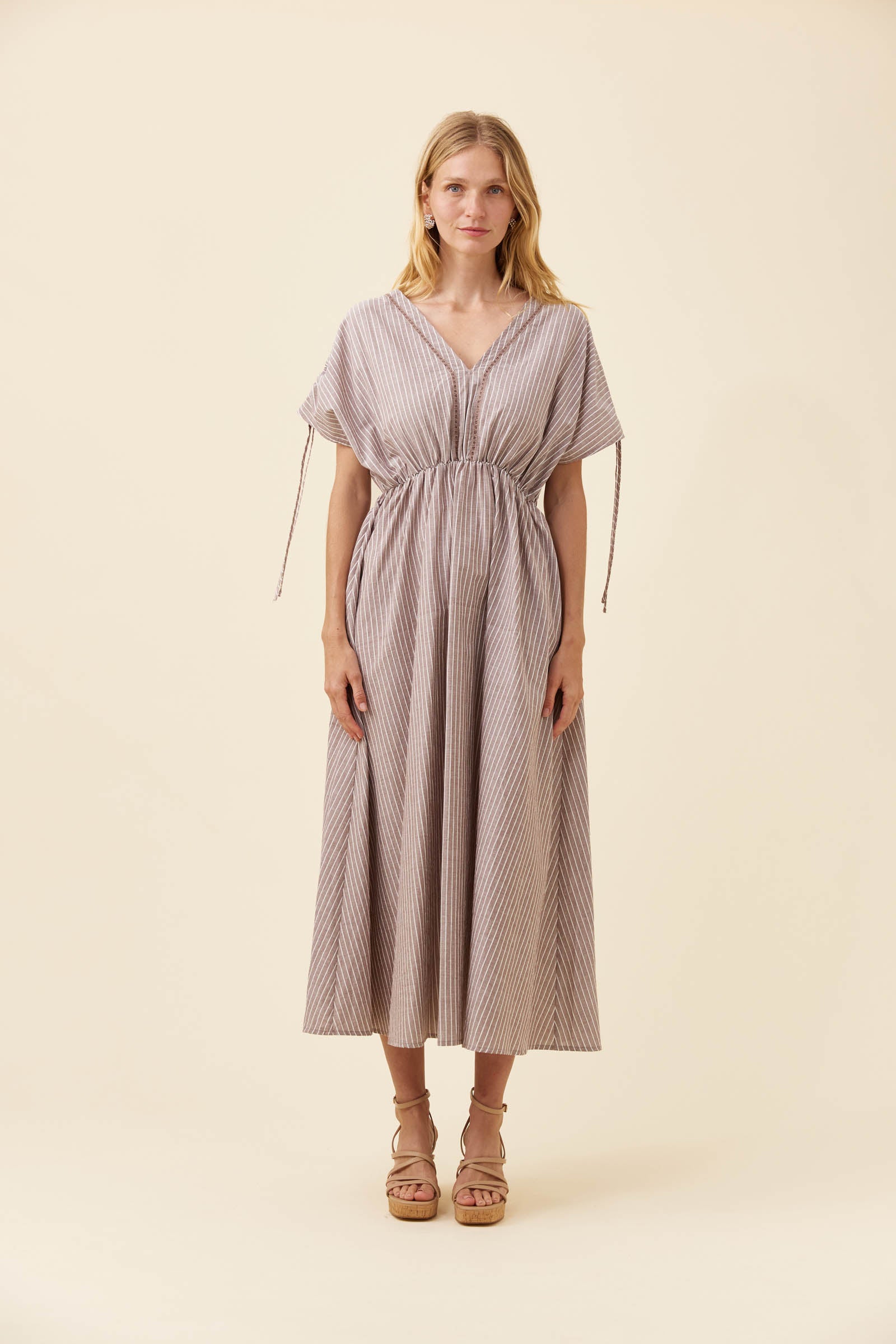 Lyndell Tie Maxi Dress - Taupe