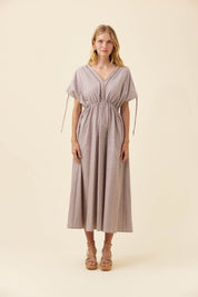 Lyndell Tie Maxi Dress - Taupe