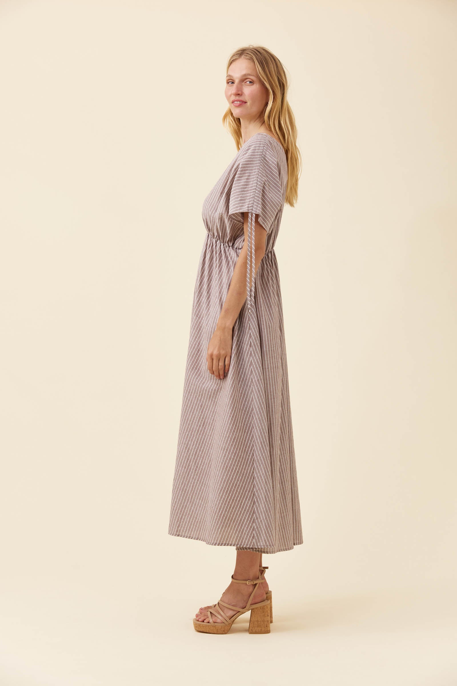 Lyndell Tie Maxi Dress - Taupe