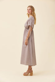 Lyndell Tie Maxi Dress - Taupe