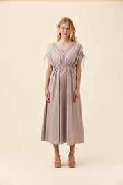 Lyndell Tie Maxi Dress - Taupe