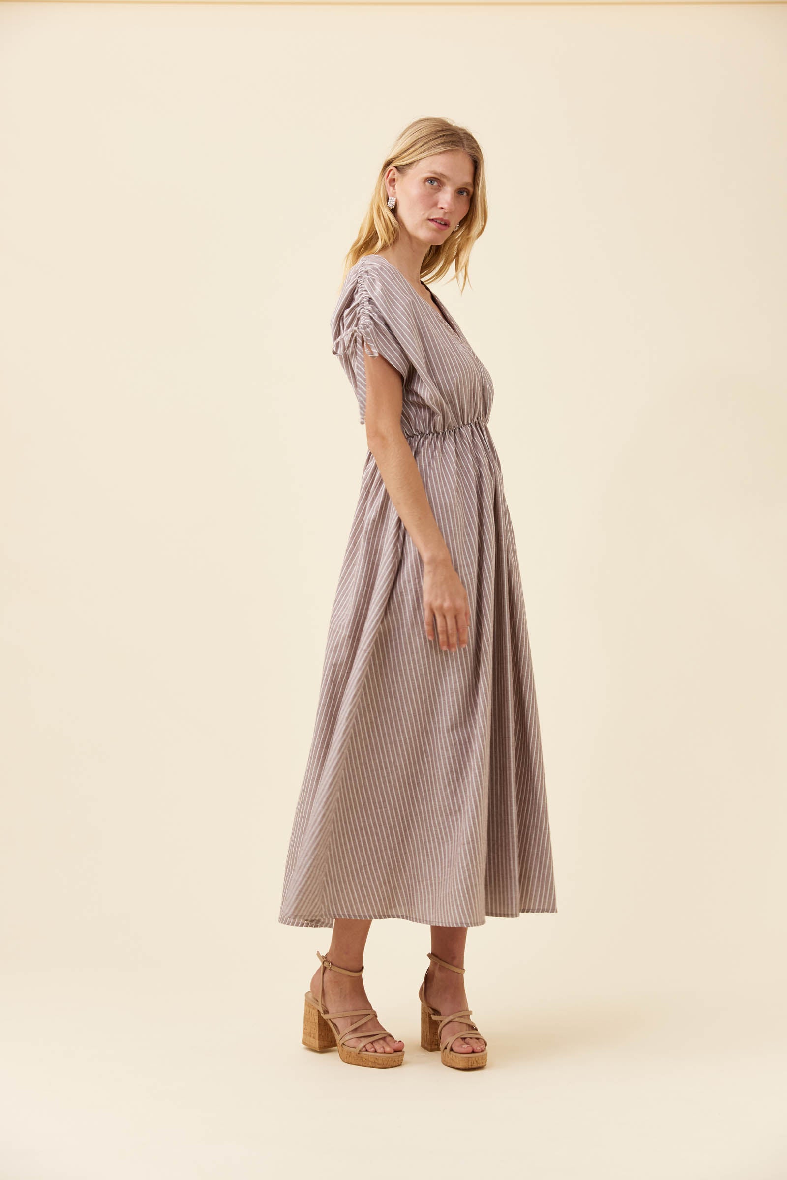 Lyndell Tie Maxi Dress - Taupe