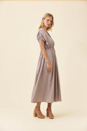 Lyndell Tie Maxi Dress - Taupe