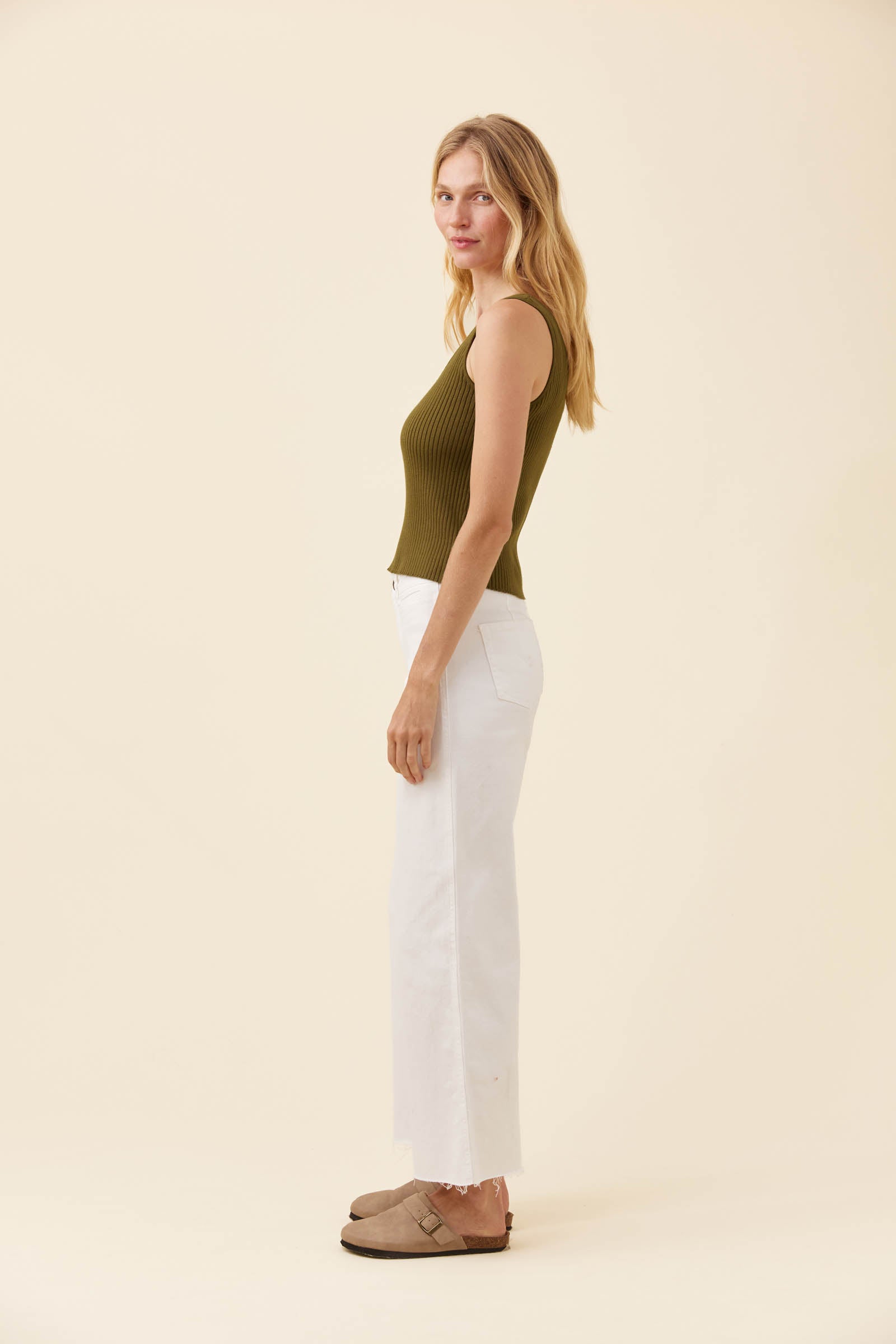 Adele Cotton Tank - Olive