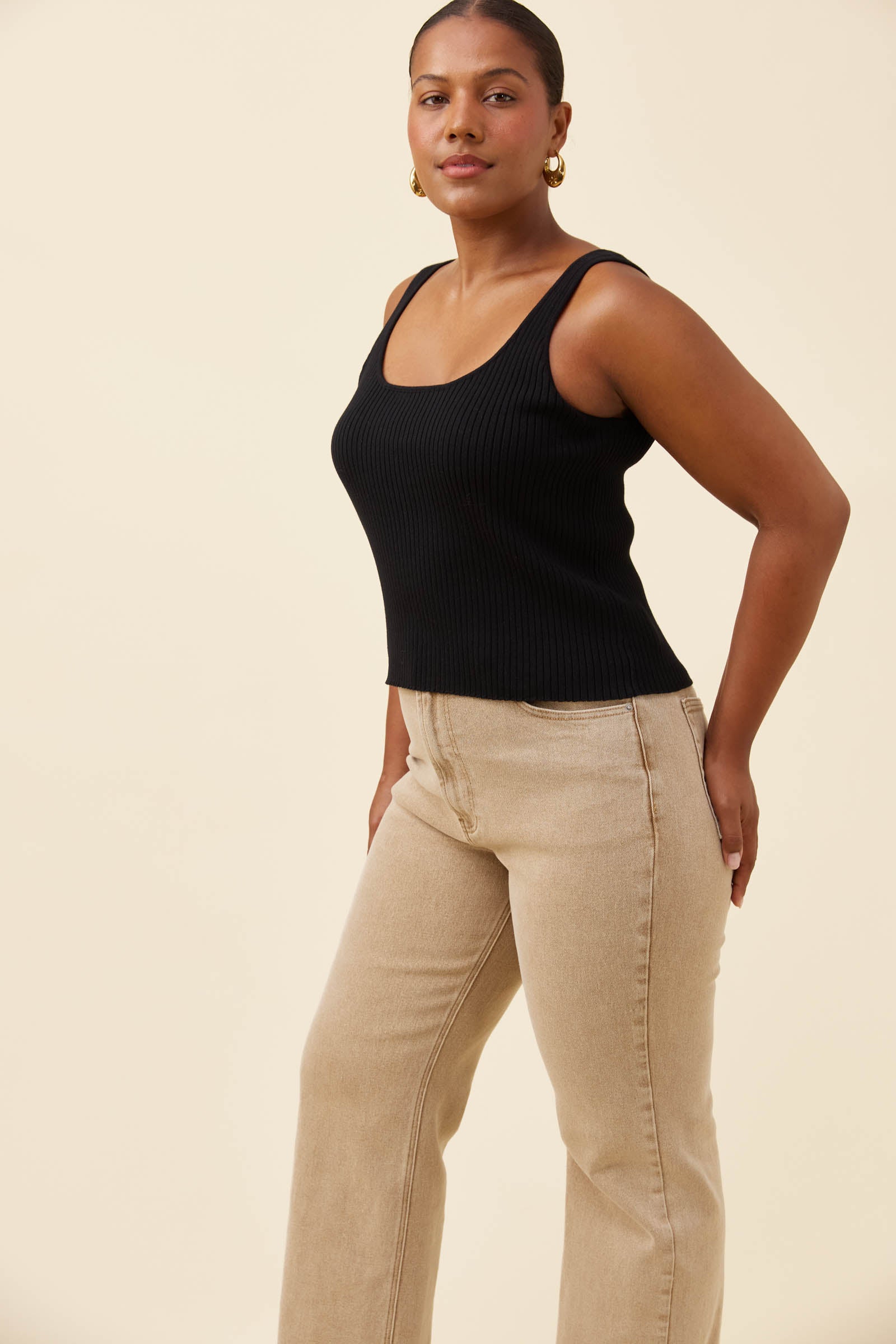 Adele Cotton Tank - Black