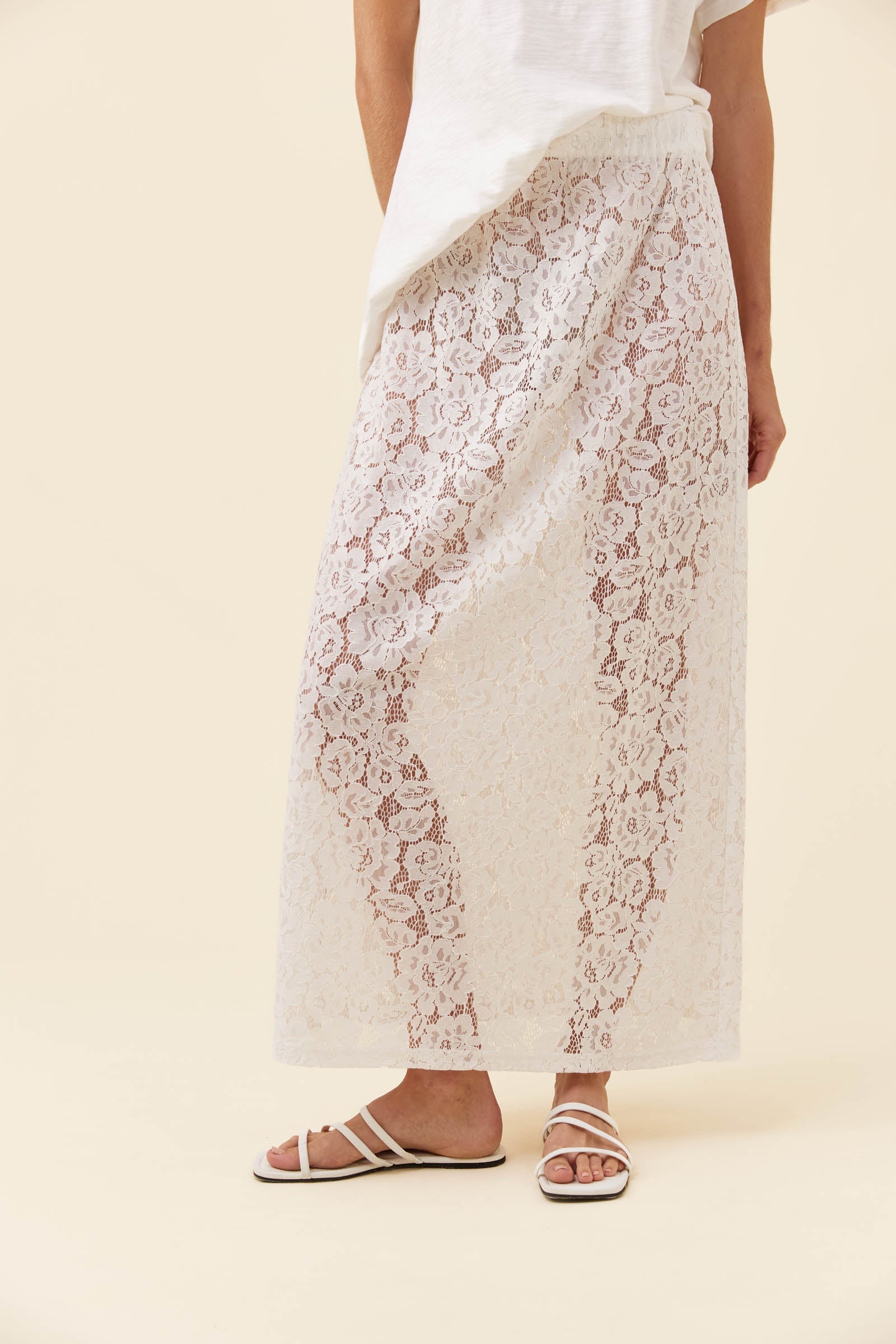 Ethel Lace Maxi Skirt - White