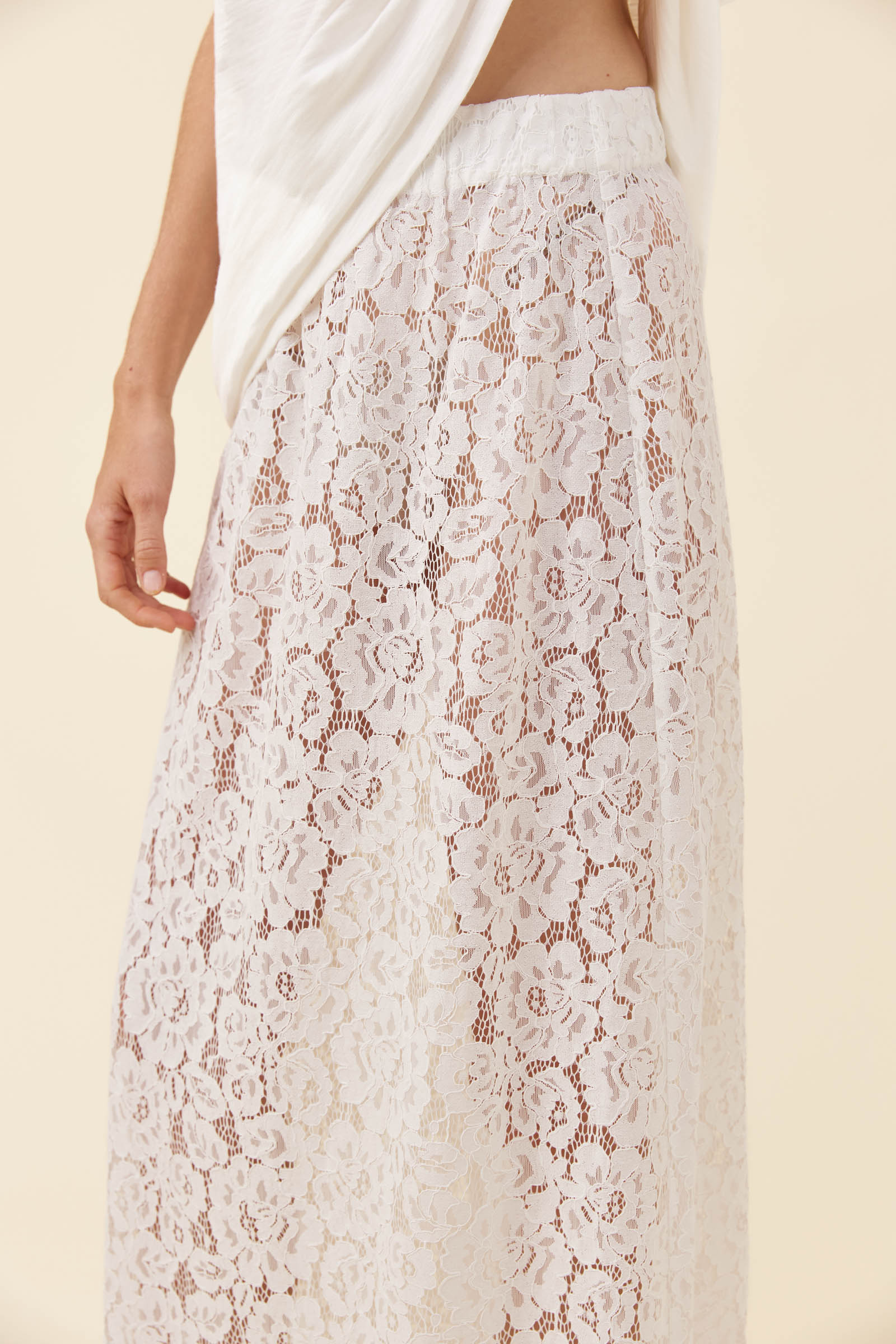 Ethel Lace Maxi Skirt - White