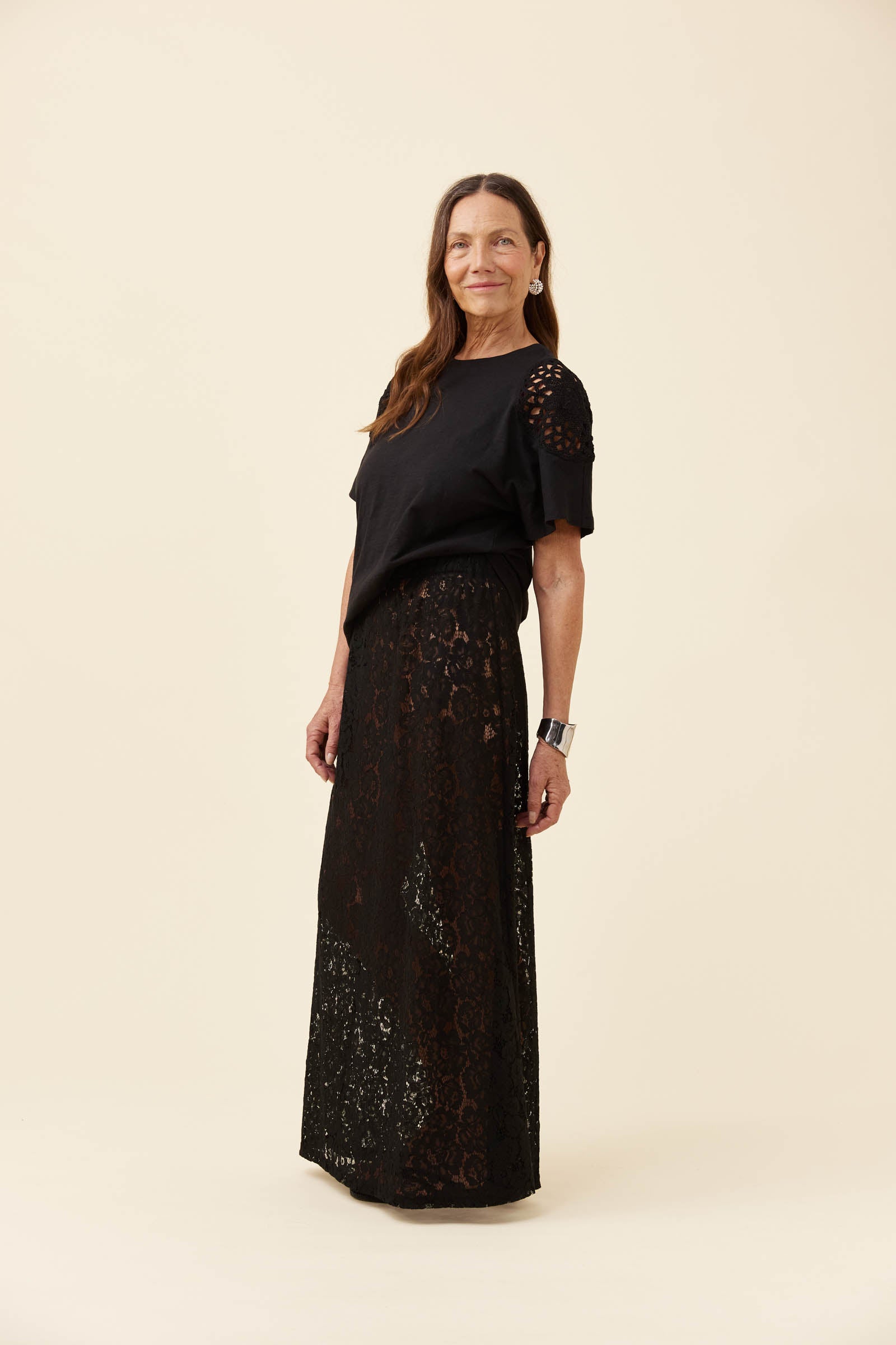 Ethel Lace Maxi Skirt - Black