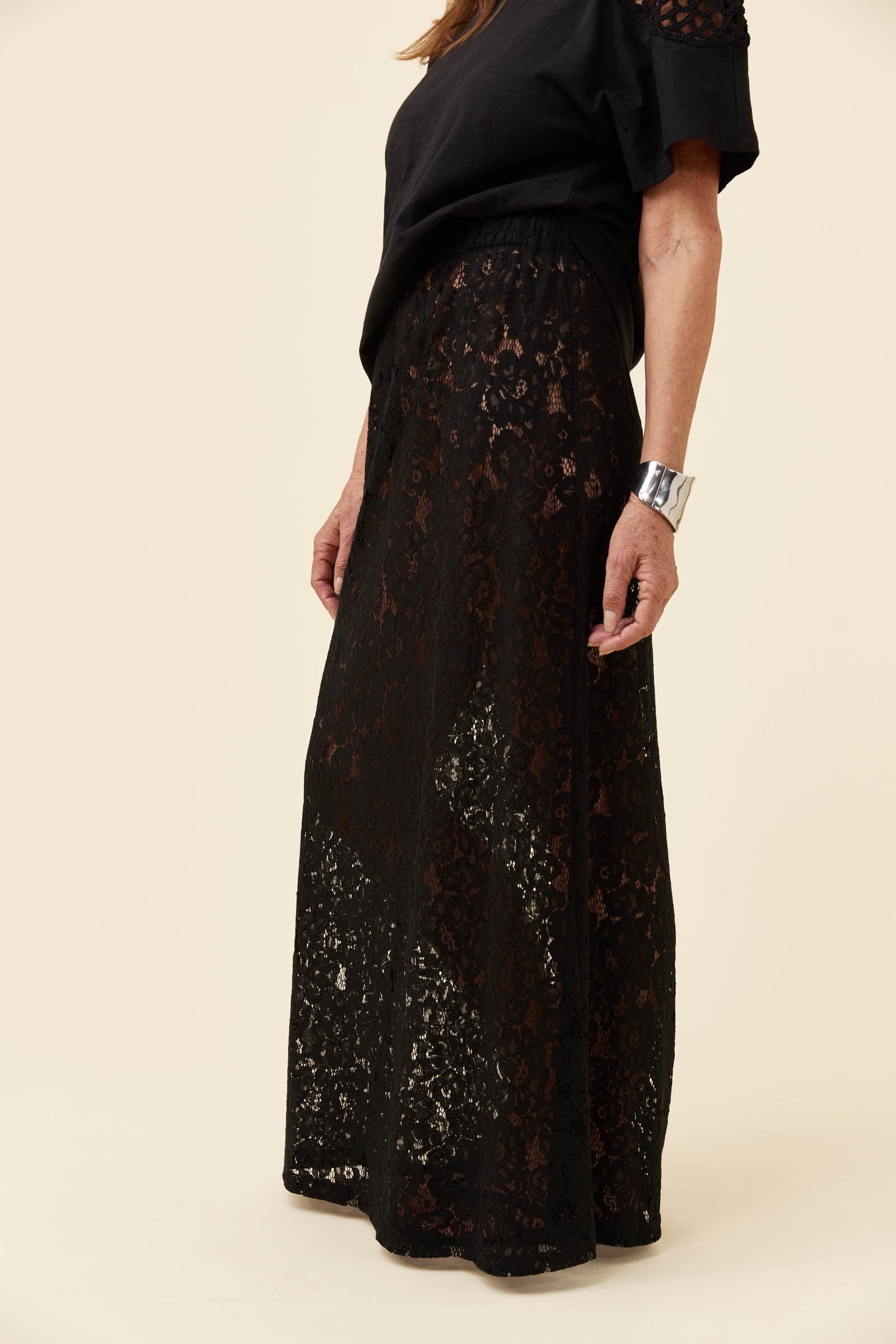 Ethel Lace Maxi Skirt - Black