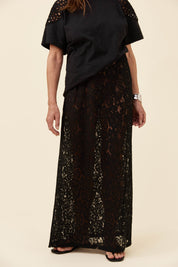 Ethel Lace Maxi Skirt - Black