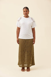 Eva Crochet Tshirt - White