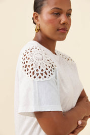 Eva Crochet Tshirt - White
