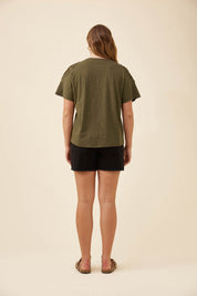 Eva Crochet Tshirt - Olive
