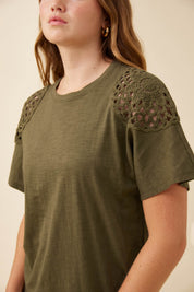 Eva Crochet Tshirt - Olive