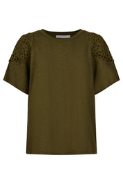 Eva Crochet Tshirt - Olive