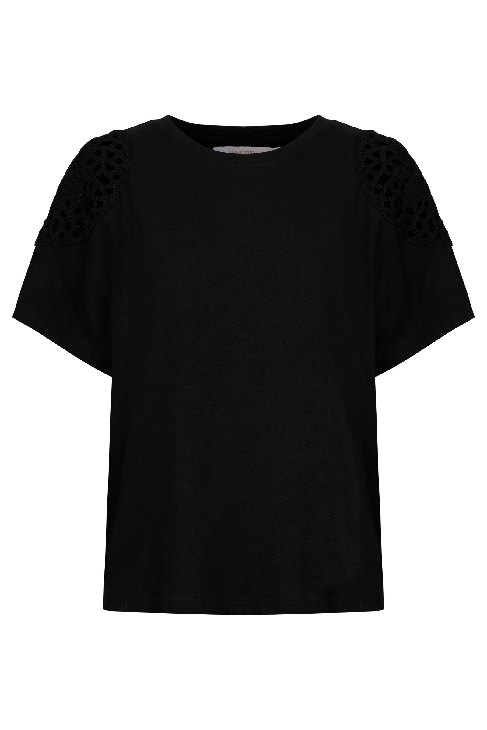 Eva Crochet Tshirt - Black