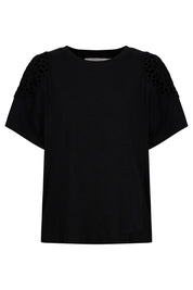 Eva Crochet Tshirt - Black