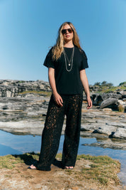 Eva Crochet Tshirt - Black