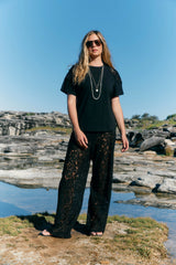 Eva Crochet Tshirt - Black