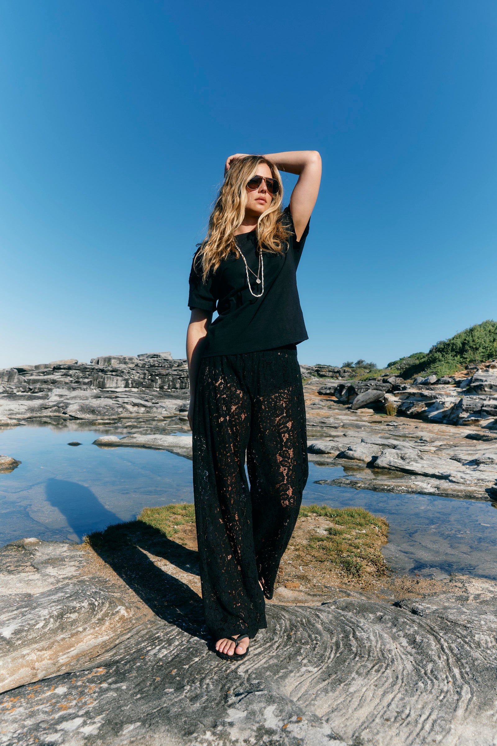 Ethel Lace Pant - Black