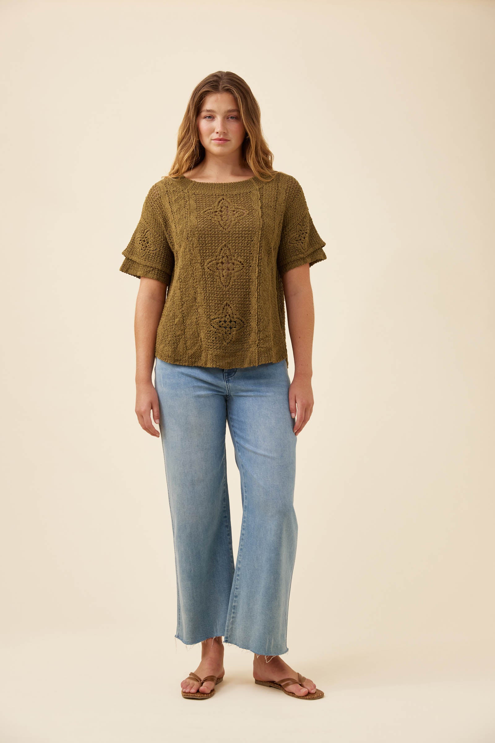 Maggie Crochet Top - Olive