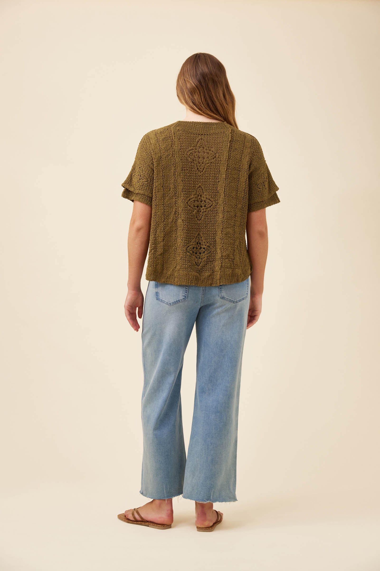 Maggie Crochet Top - Olive