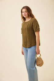 Maggie Crochet Top - Olive