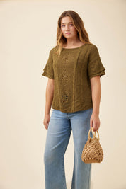 Maggie Crochet Top - Olive