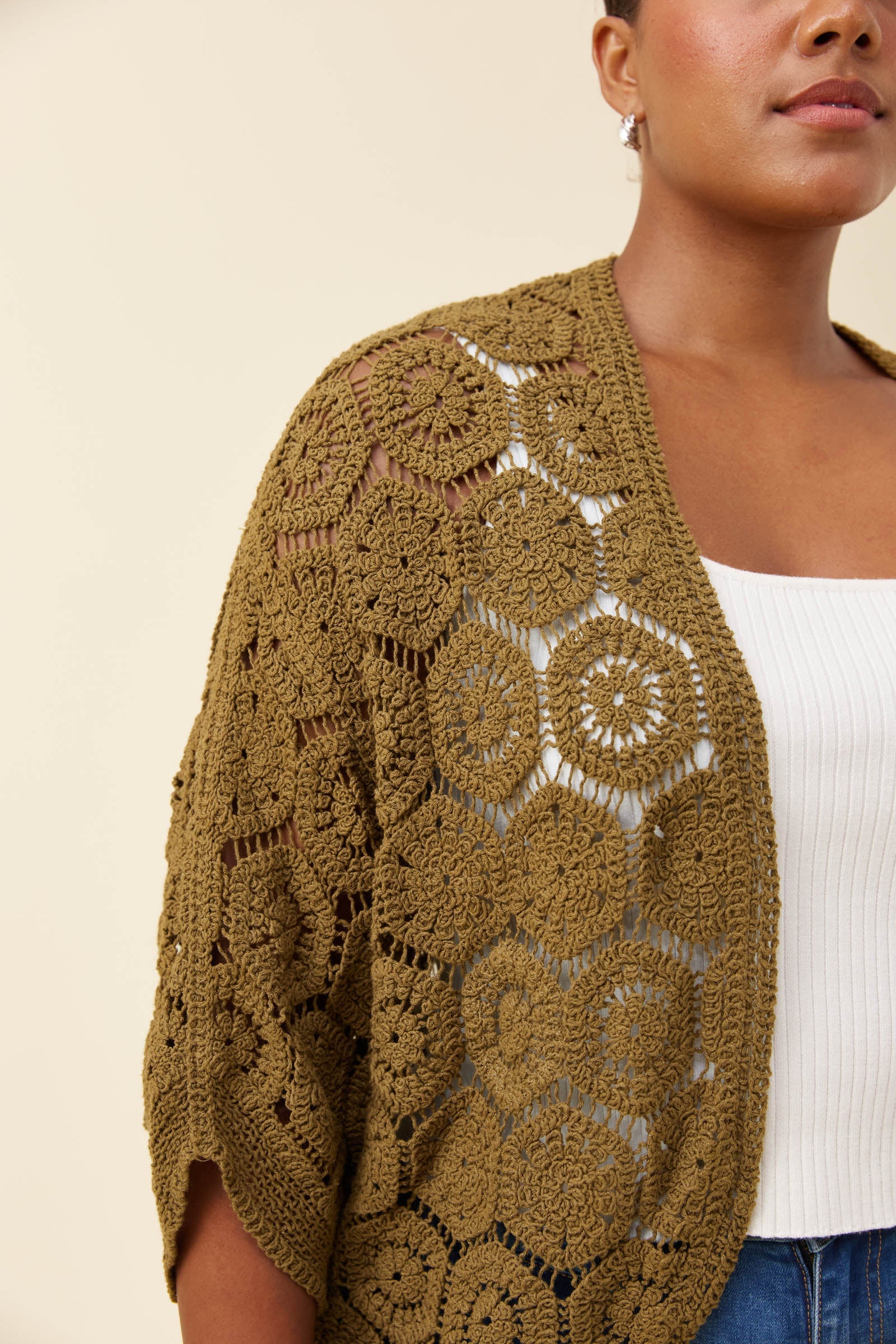 Maggie Crochet Cape - Olive