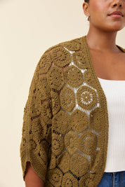 Maggie Crochet Cape - Olive
