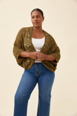 Maggie Crochet Cape - Olive