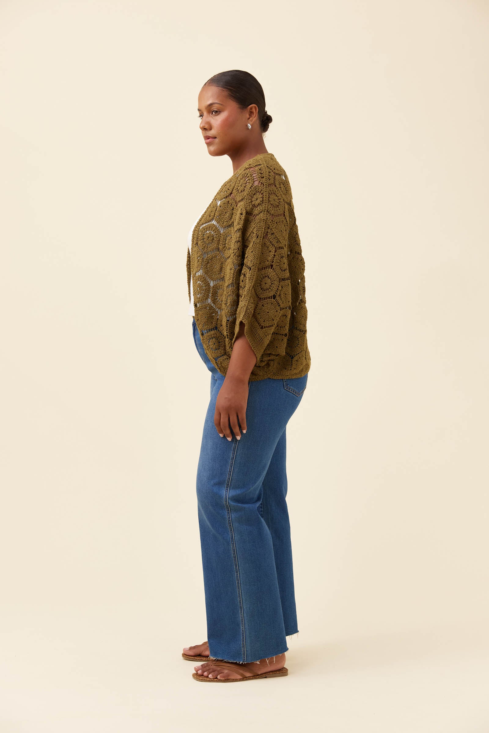 Maggie Crochet Cape - Olive
